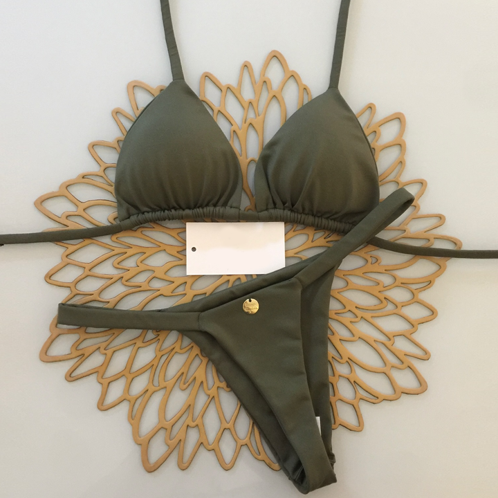 Fashion solid color holiday style two-piece bikini