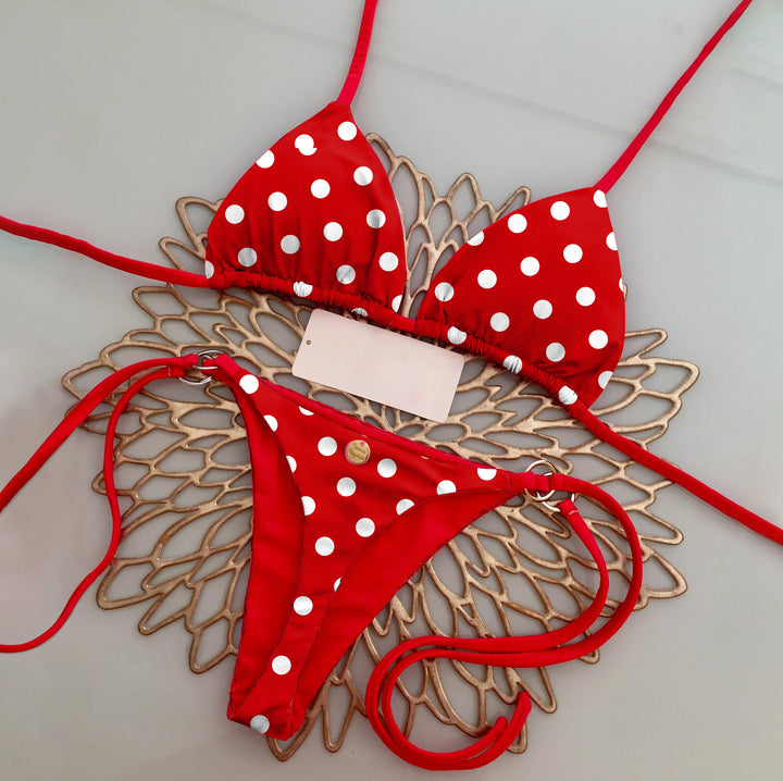 Fashion solid color polka dot two-piece bikini