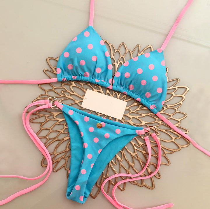 Fashion solid color polka dot two-piece bikini