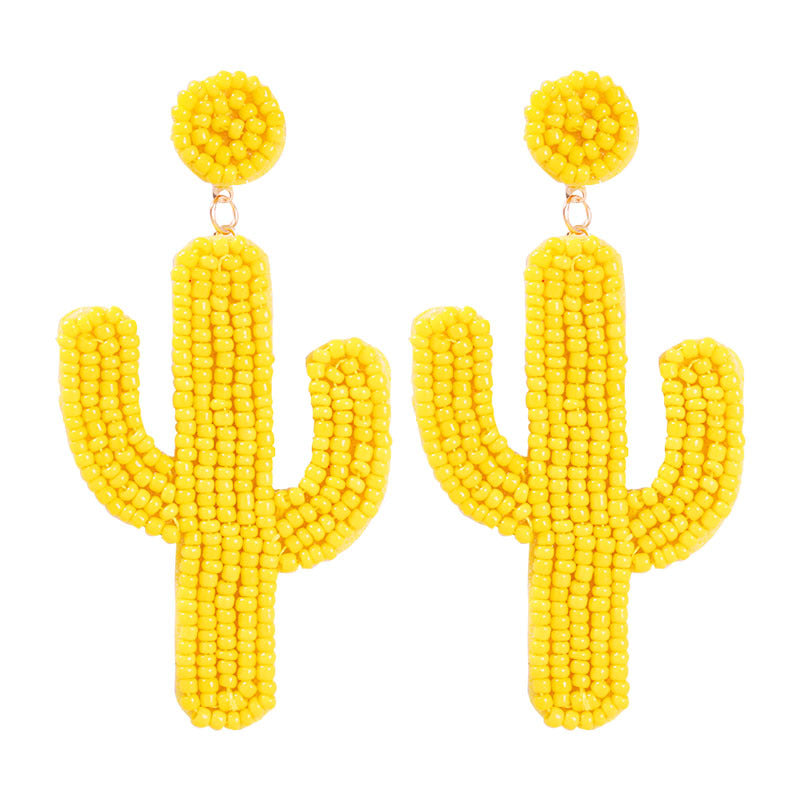 Creative cactus handmade rice bead earrings Bohemian ethnic style jewelry earrings