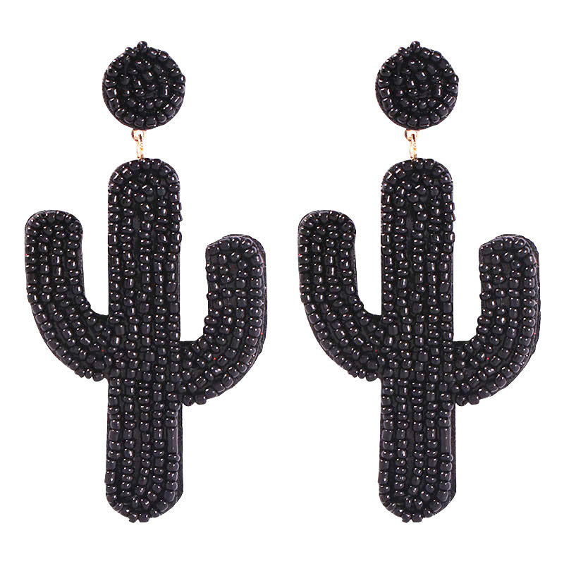 Creative cactus handmade rice bead earrings Bohemian ethnic style jewelry earrings