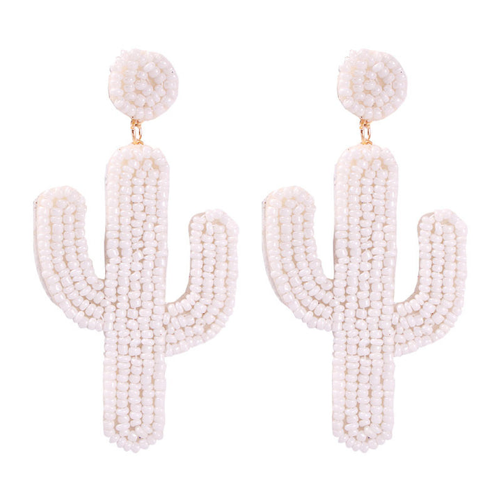 Creative cactus handmade rice bead earrings Bohemian ethnic style jewelry earrings