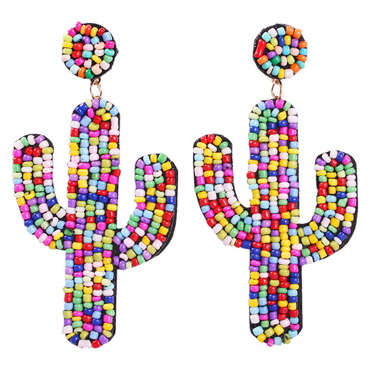 Creative cactus handmade rice bead earrings Bohemian ethnic style jewelry earrings