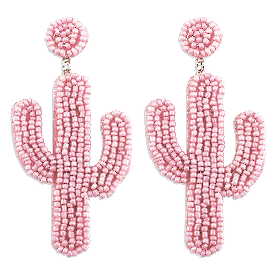 Creative cactus handmade rice bead earrings Bohemian ethnic style jewelry earrings