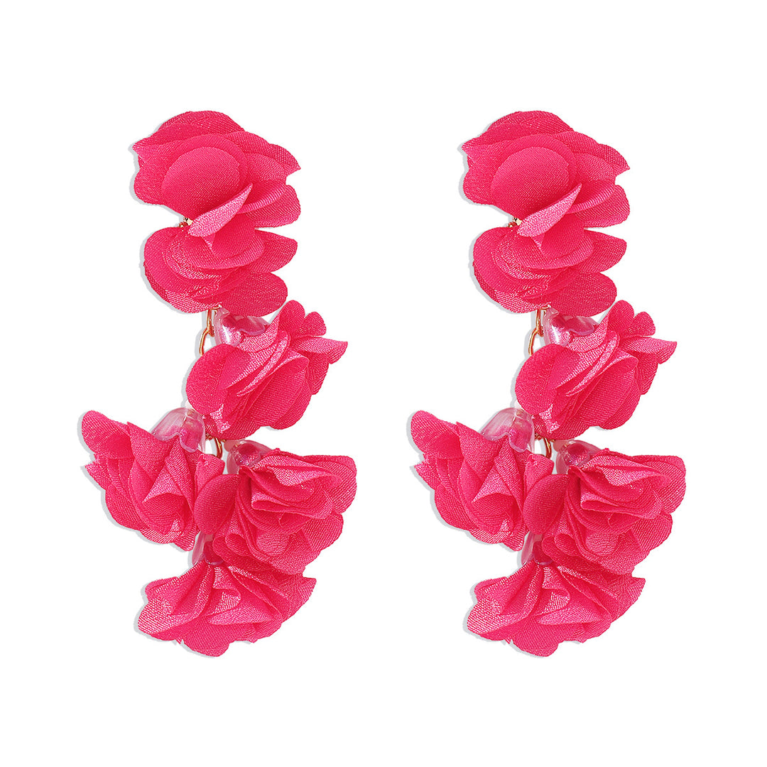 Ethnic colorful flower tassel earrings