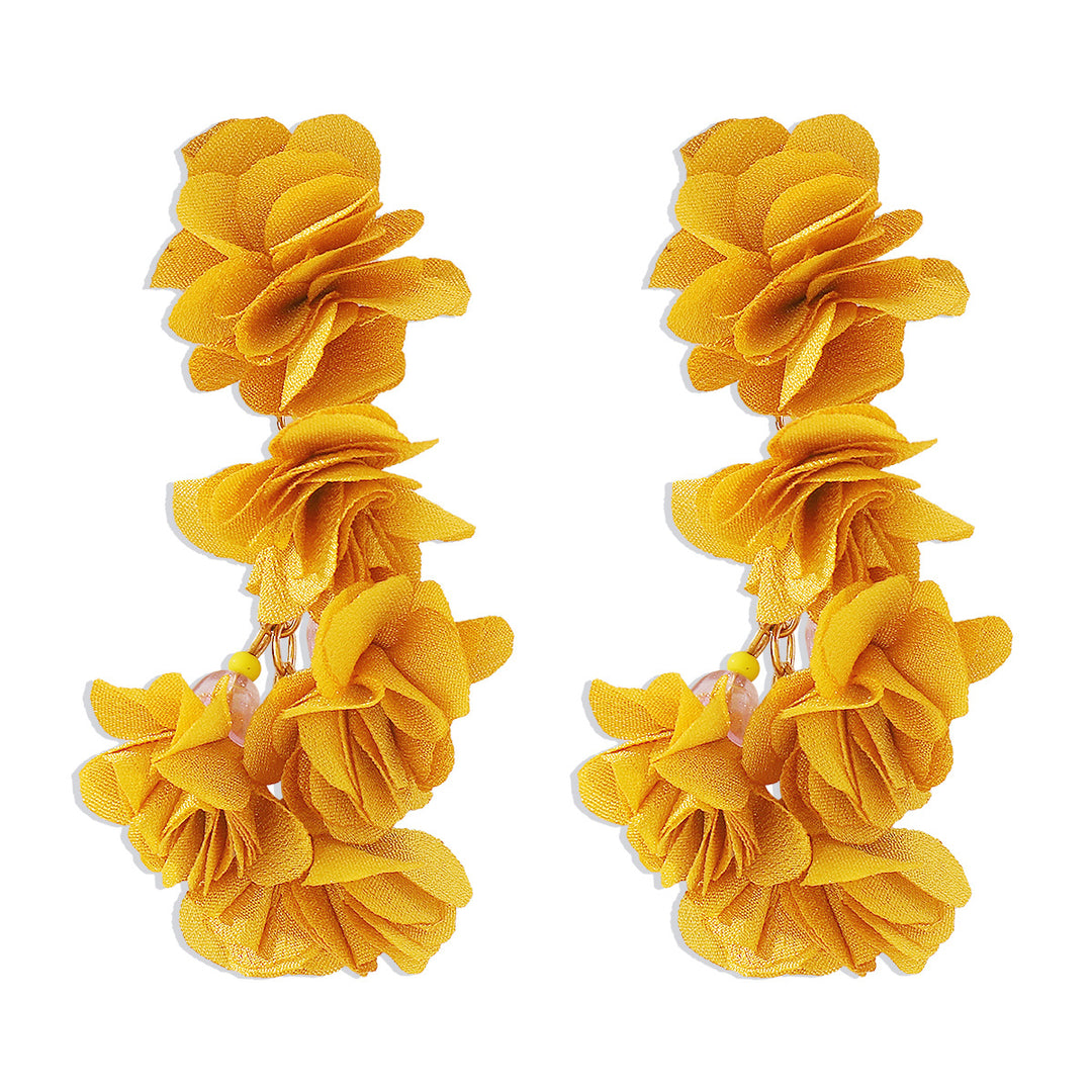 Ethnic colorful flower tassel earrings