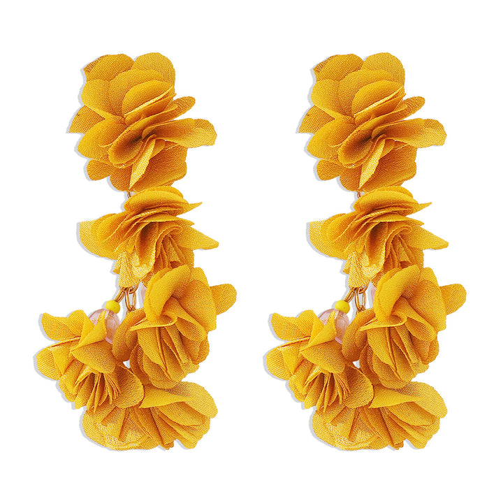 Ethnic colorful flower tassel earrings