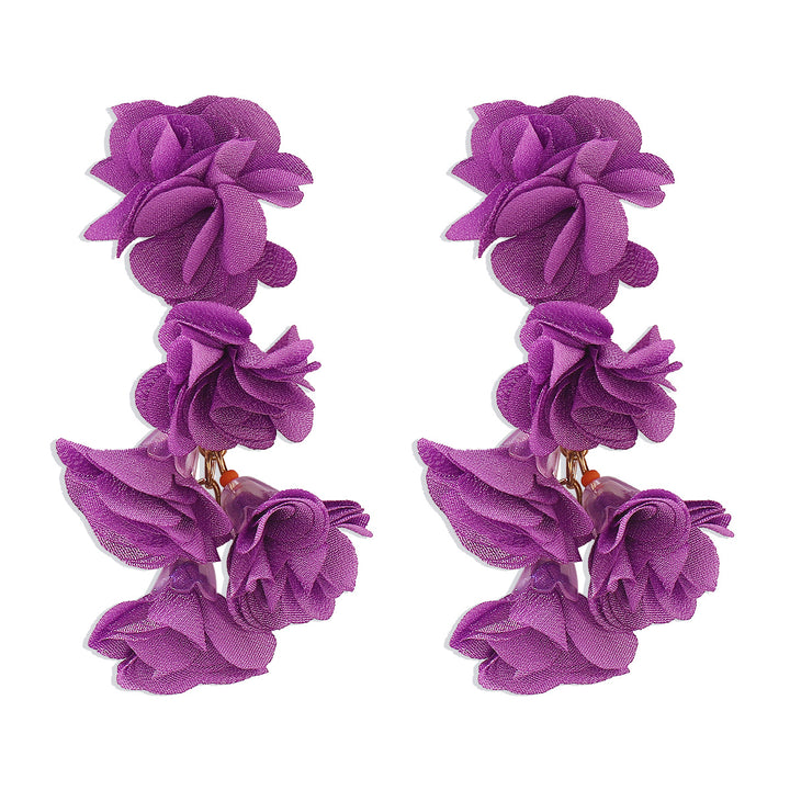 Ethnic colorful flower tassel earrings