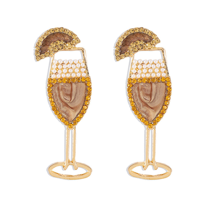 Stylish geometric wine glass earrings