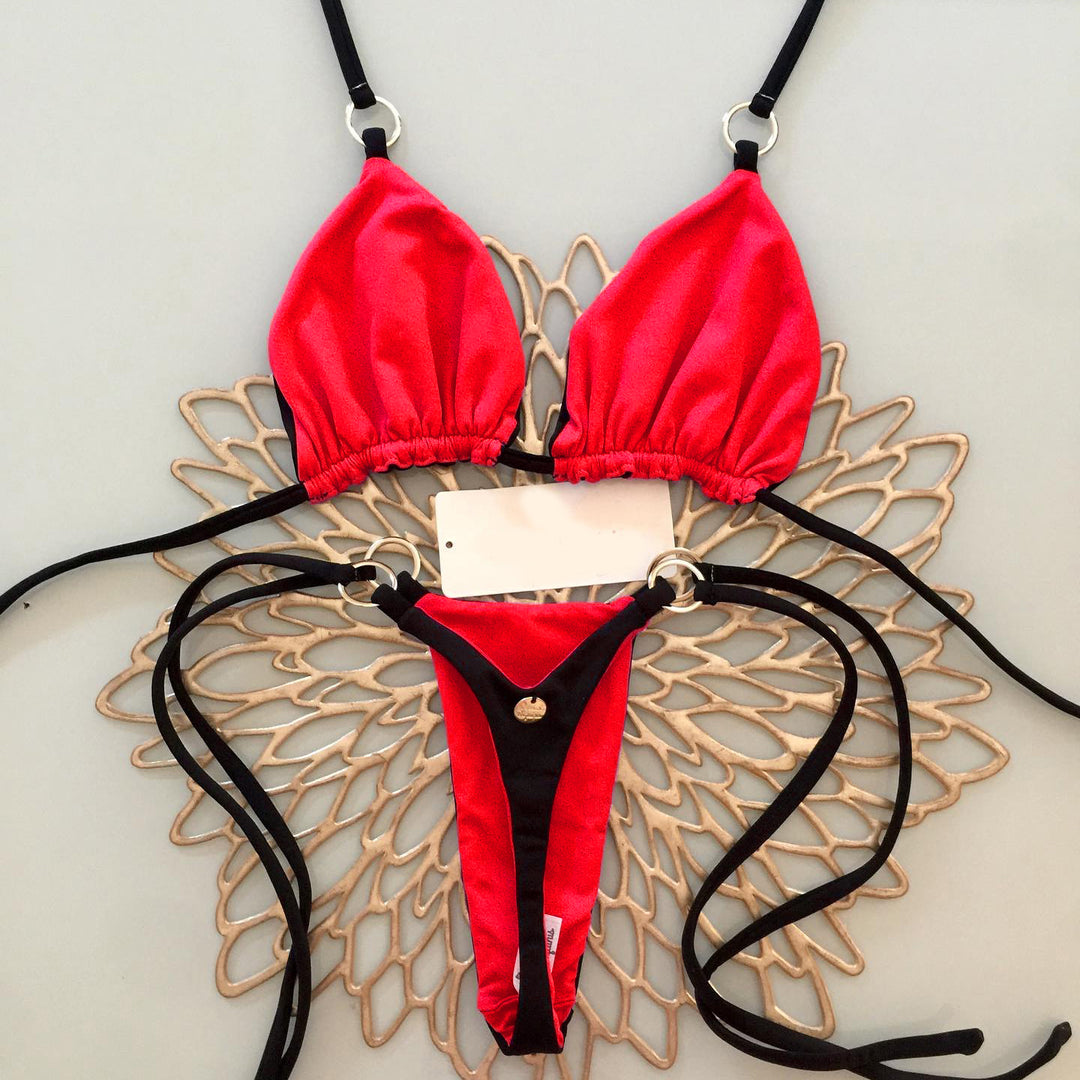 Fashion contrasting sexy split bikini