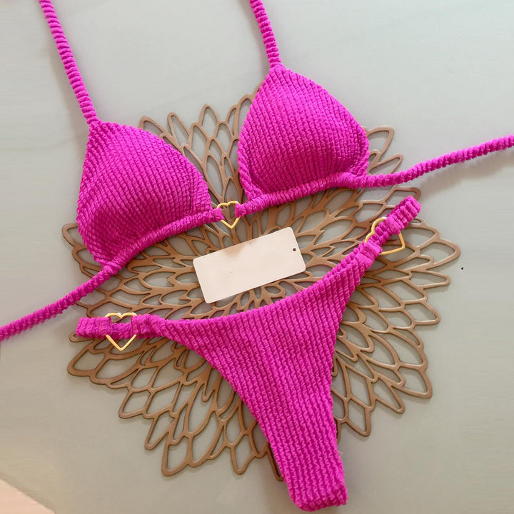 Fashion solid color split bikini swimsuit