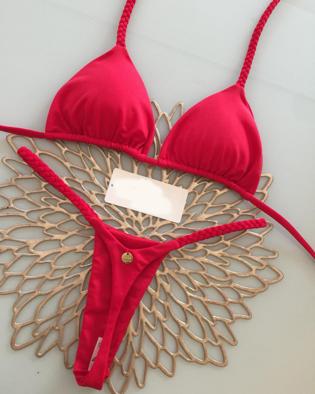 Fashion solid color split bikini