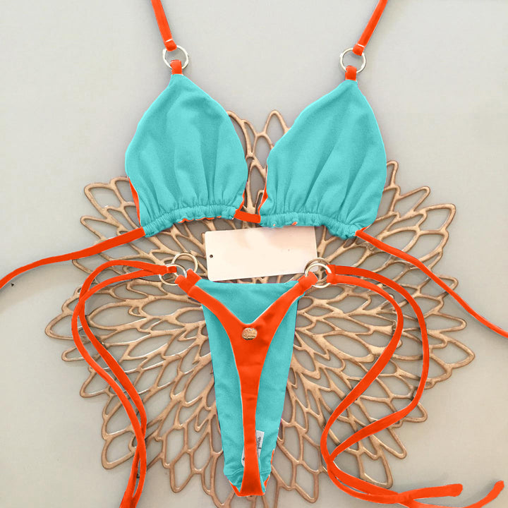 Fashion contrasting sexy split bikini