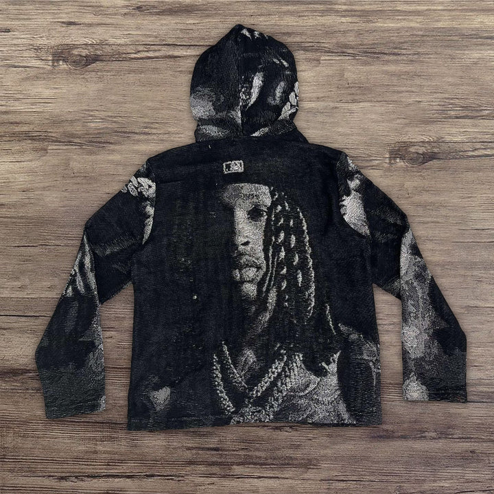 Casual Street Rap Blanket Print Hoodie