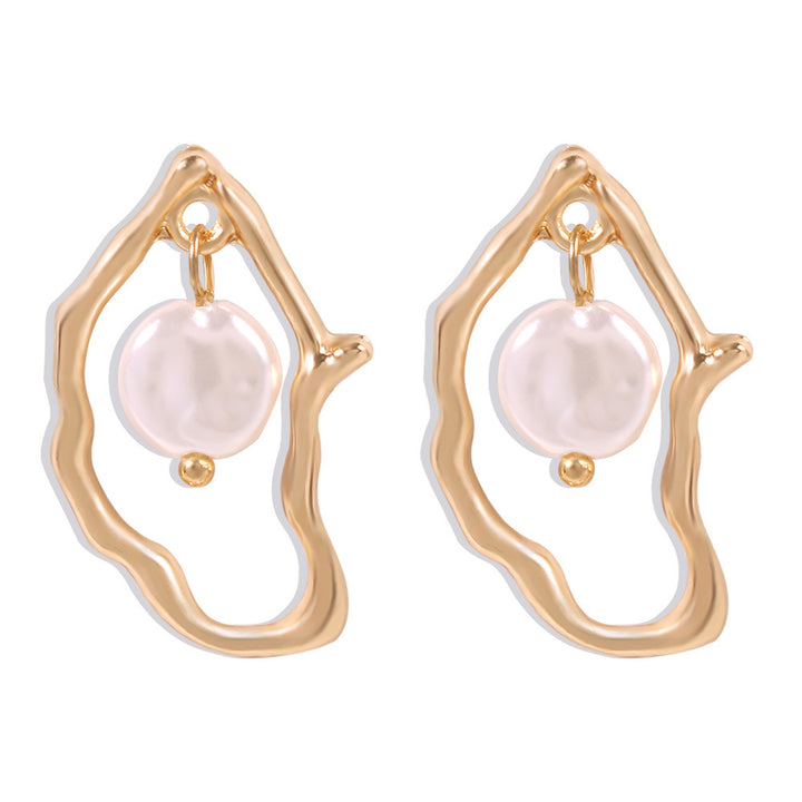 Fashion style niche irregular pearl earrings