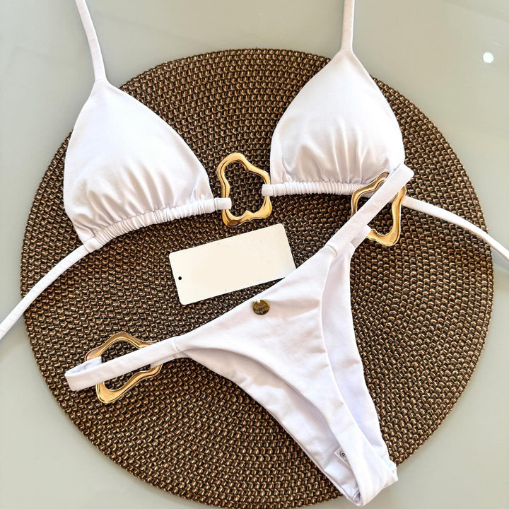 Fashion solid color suspender bikini