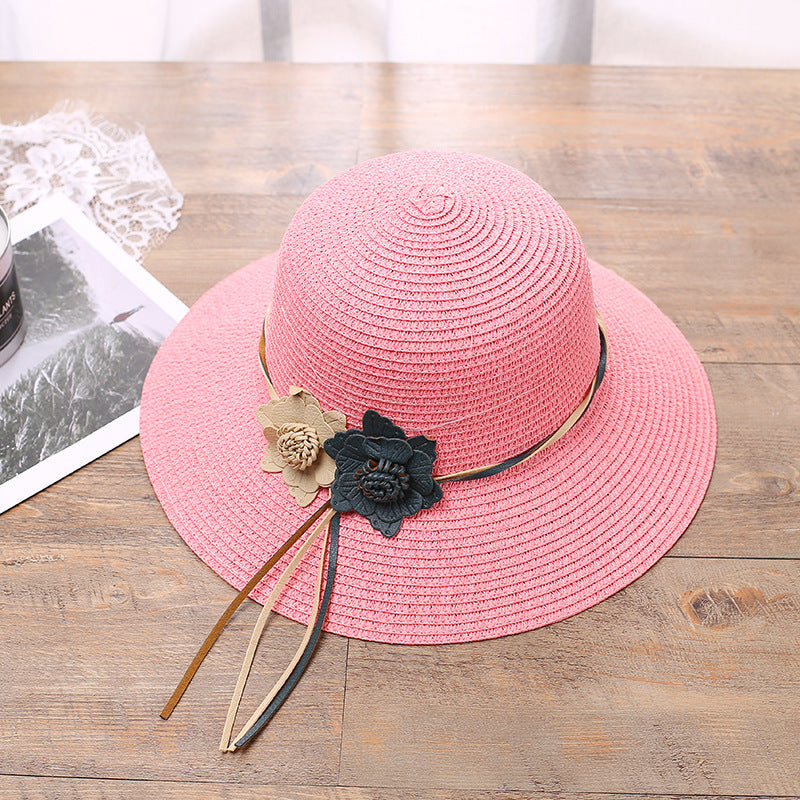 Woven flower straw hat for women