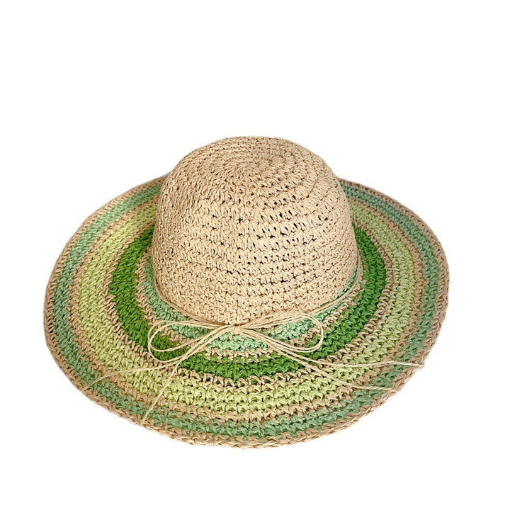 Summer Women's Hollow Sunscreen Big Brim Hat Seaside Hyuna Style Colorful Breathable Straw Hat