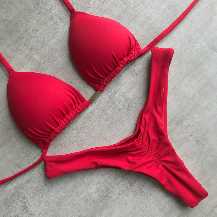 Fashion casual solid color vacation split bikini