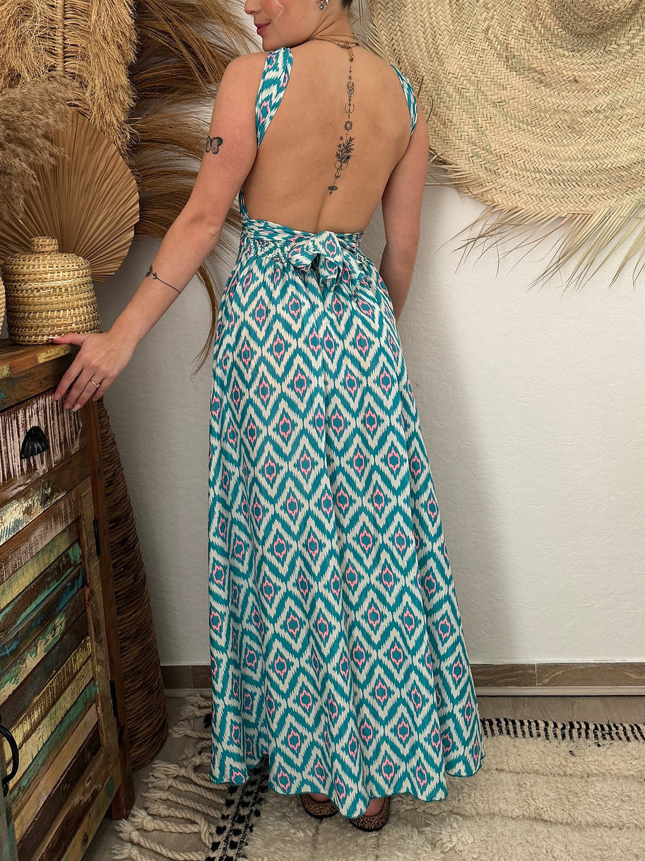 Holiday style open back diamond long skirt