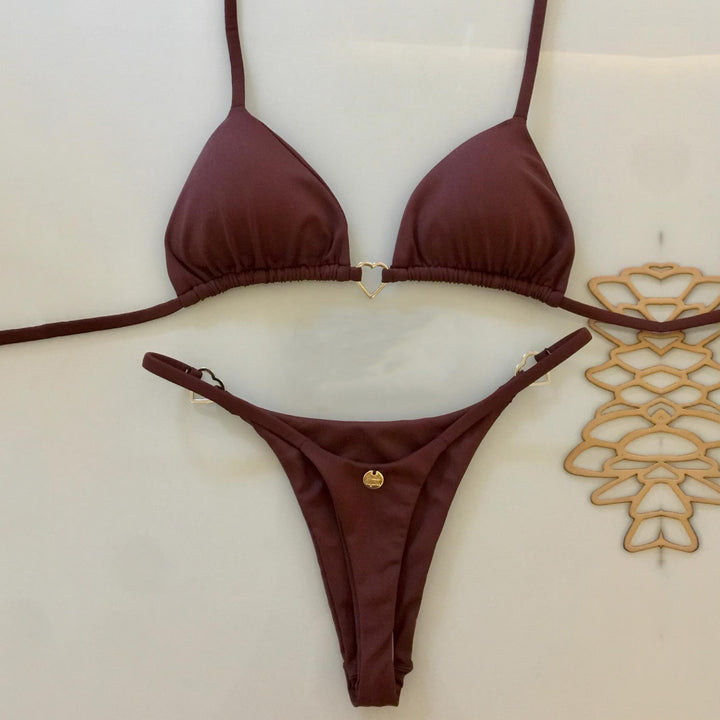 Pure color sexy beach vacation bikini