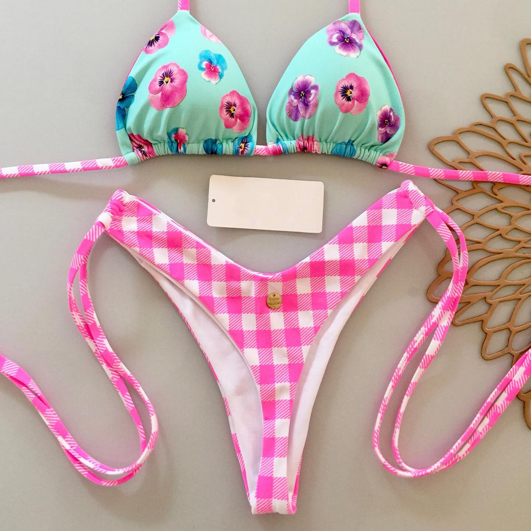 Plaid Floral Hawaiian Vacation Bikini