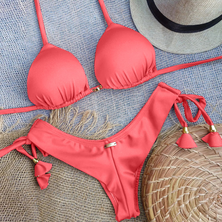 Casual personality solid color bikini