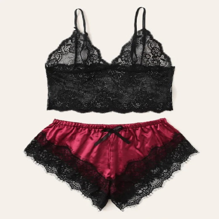 Home pajamas sexy lingerie sexy temptation lace set