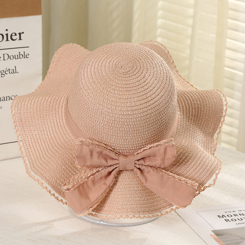 Stylish bow hat with big brim