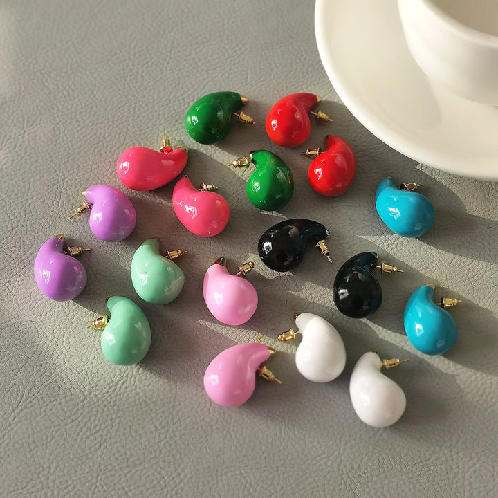 Candy color chubby oil drop earrings