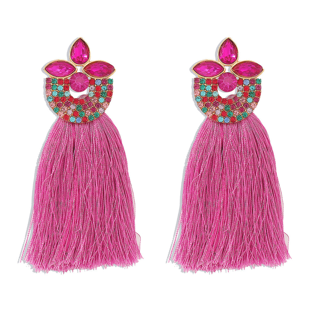 Ethnic colorful tassel earrings