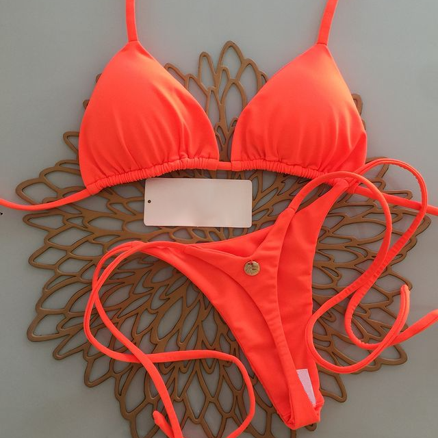 Fashion solid color two-piece bikini