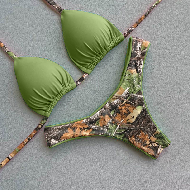 Leafy Vintage Print Bikini Set