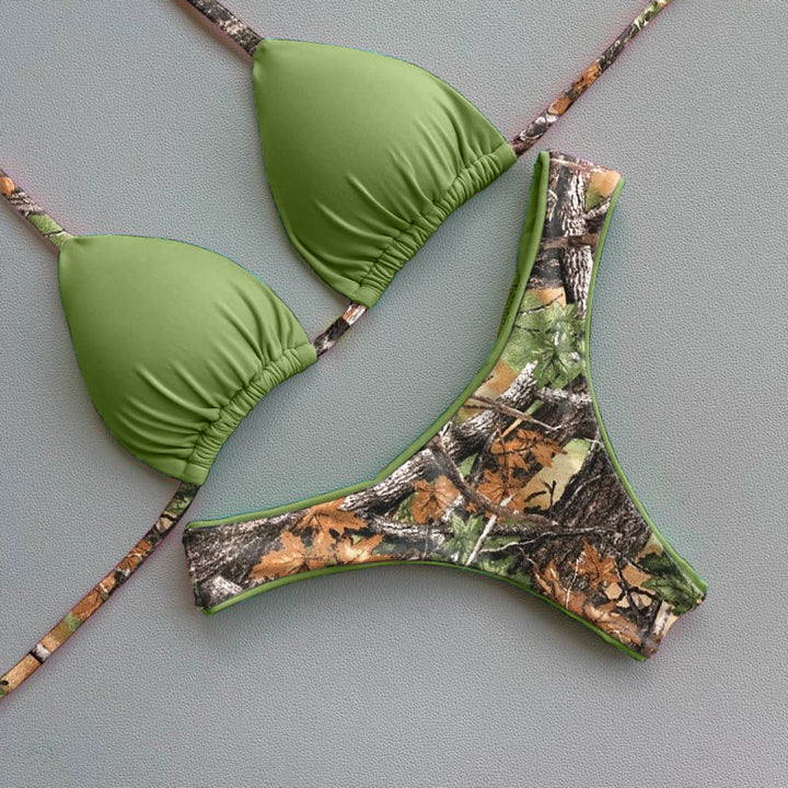 Leafy Vintage Print Bikini Set