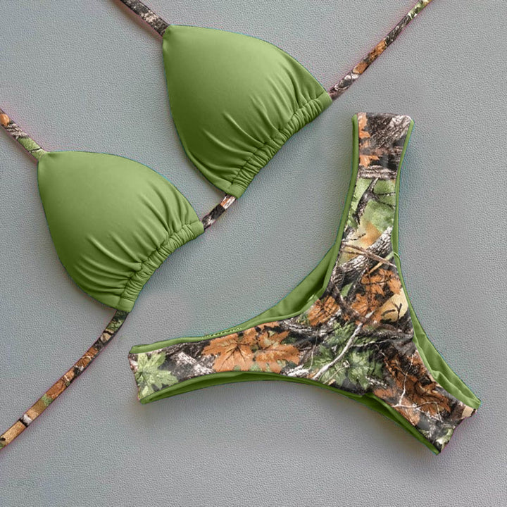 Leafy Vintage Print Bikini Set