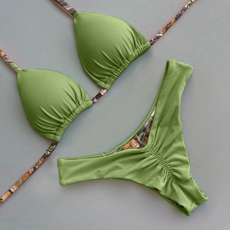 Leafy Vintage Print Bikini Set