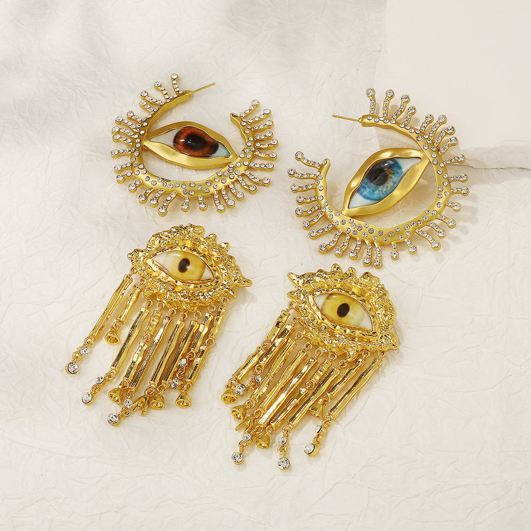 Medieval Exaggerated Devil's Eye Tassel Earrings