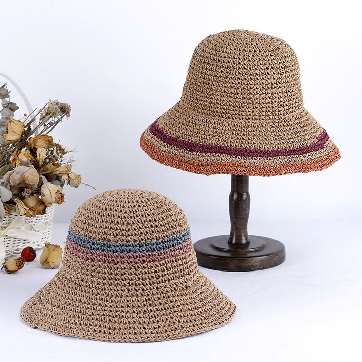 Outdoor travel holiday folding color block beach hat