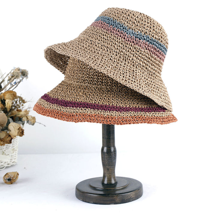 Outdoor travel holiday folding color block beach hat