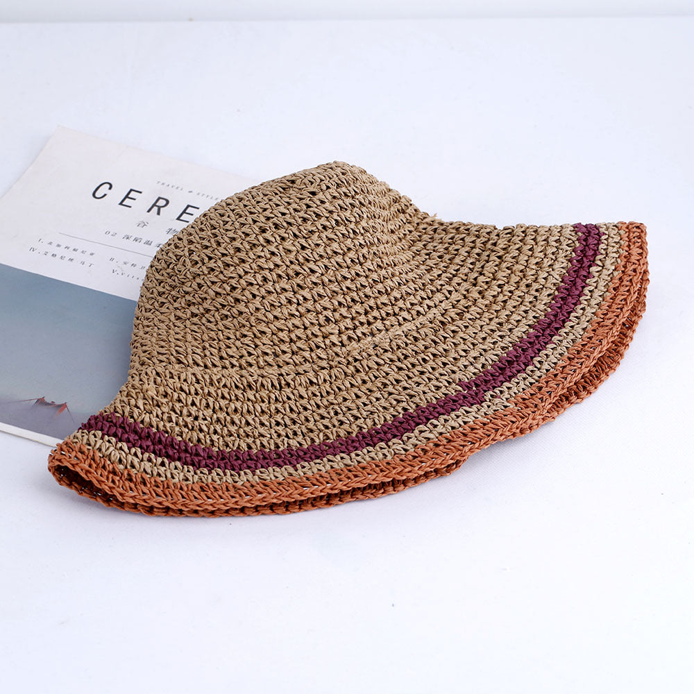 Outdoor travel holiday folding color block beach hat