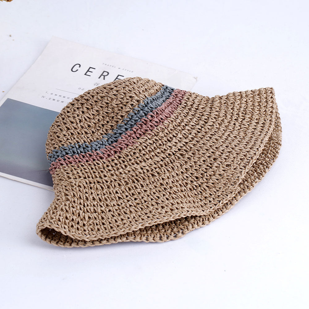 Outdoor travel holiday folding color block beach hat