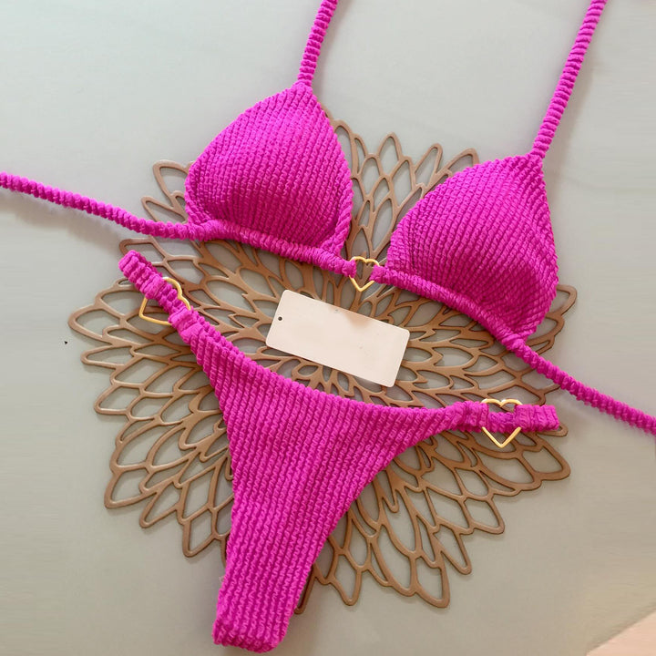 Fashion solid color split bikini swimsuit