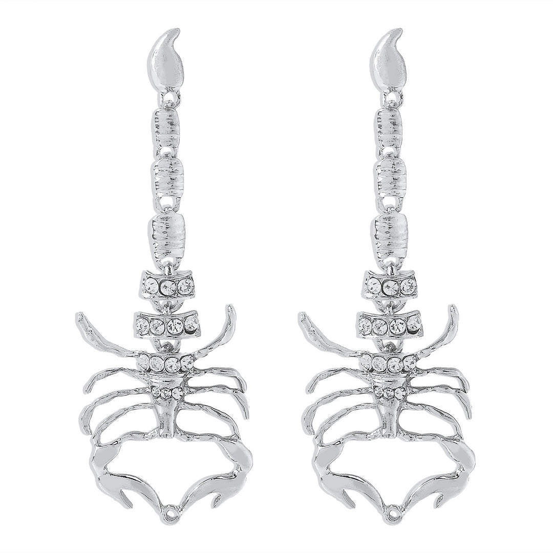 Gothic creative scorpion rhinestone long earrings