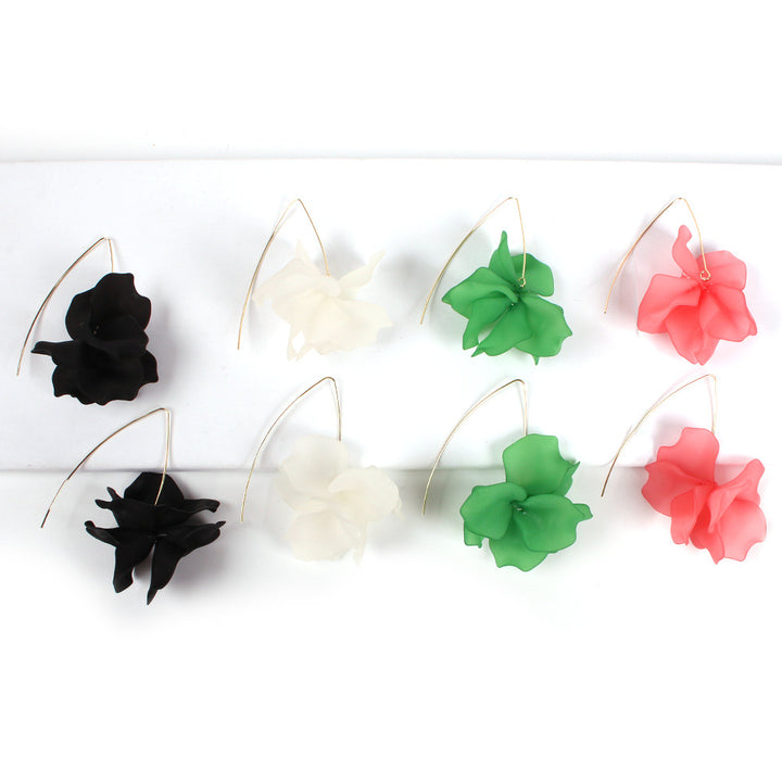 Stylish long flower drop earrings