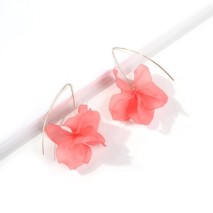 Stylish long flower drop earrings