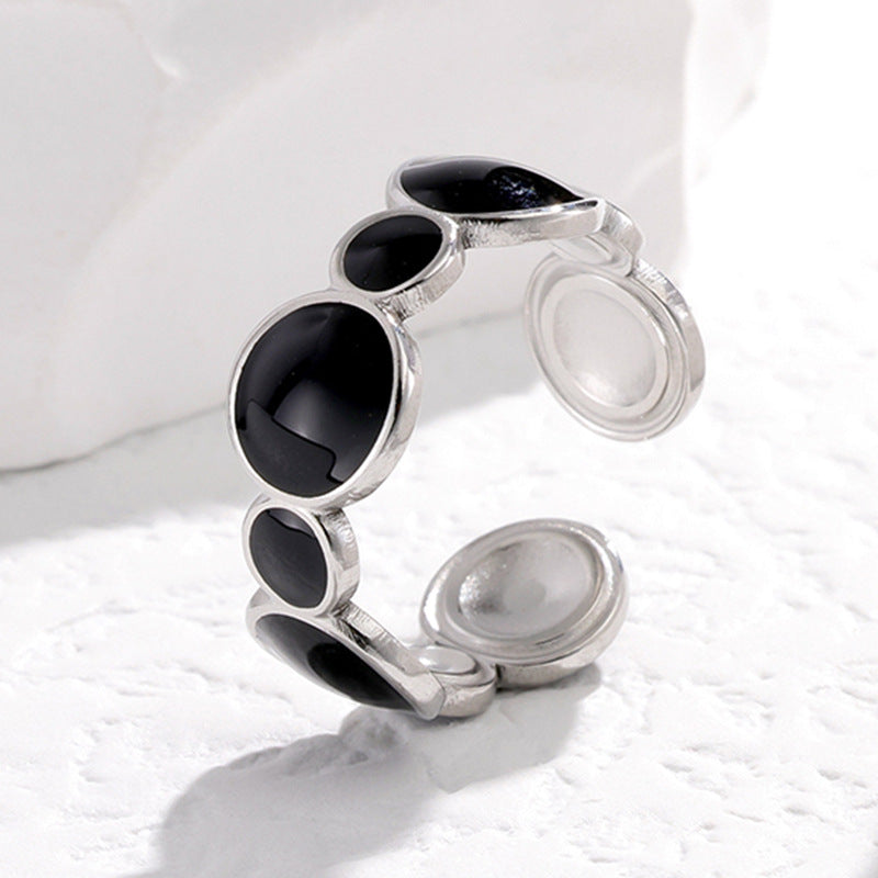 Cold style simple non-fading open titanium steel ring