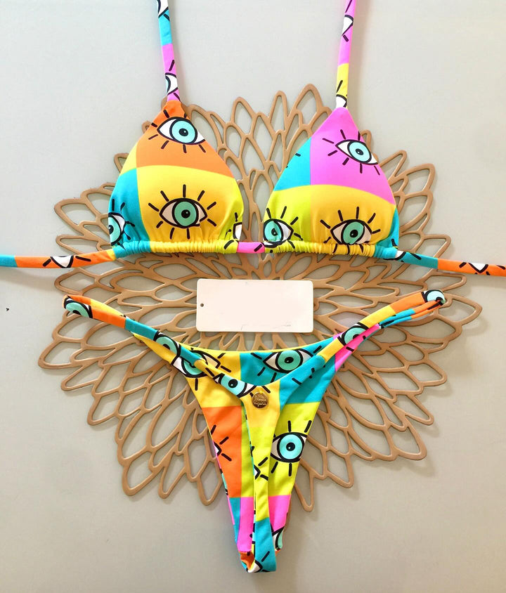 Beautiful bikini with contrasting colors and holiday style