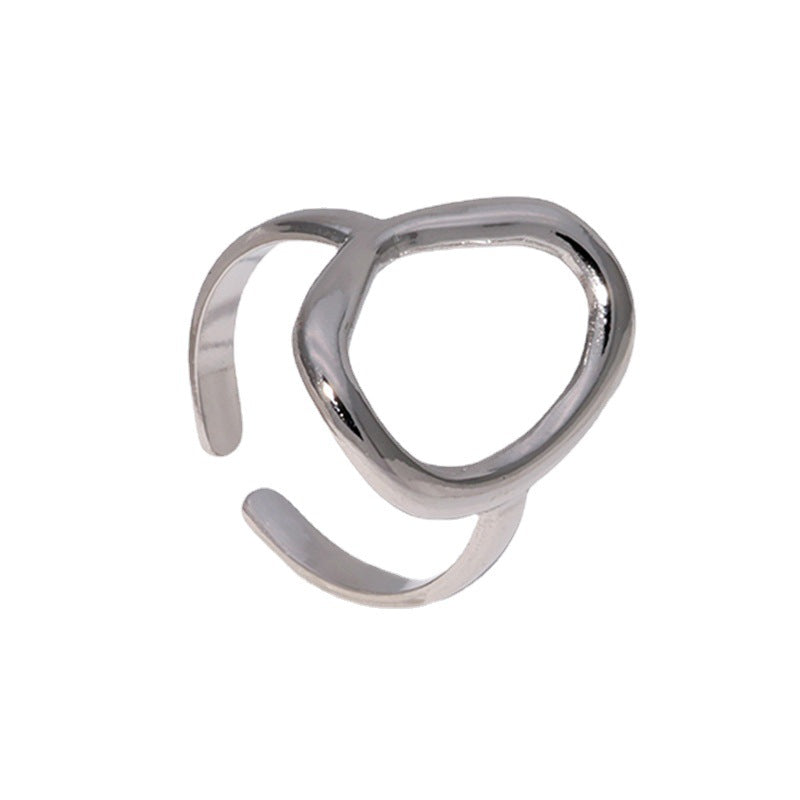 ins style simple geometric titanium steel ring women