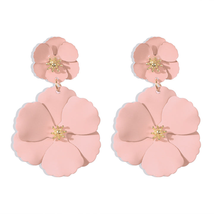 Creative Fashionable Alloy Spray Paint Multicolor Flower Stud Earrings for Women