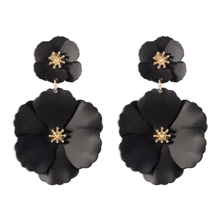 Creative Fashionable Alloy Spray Paint Multicolor Flower Stud Earrings for Women